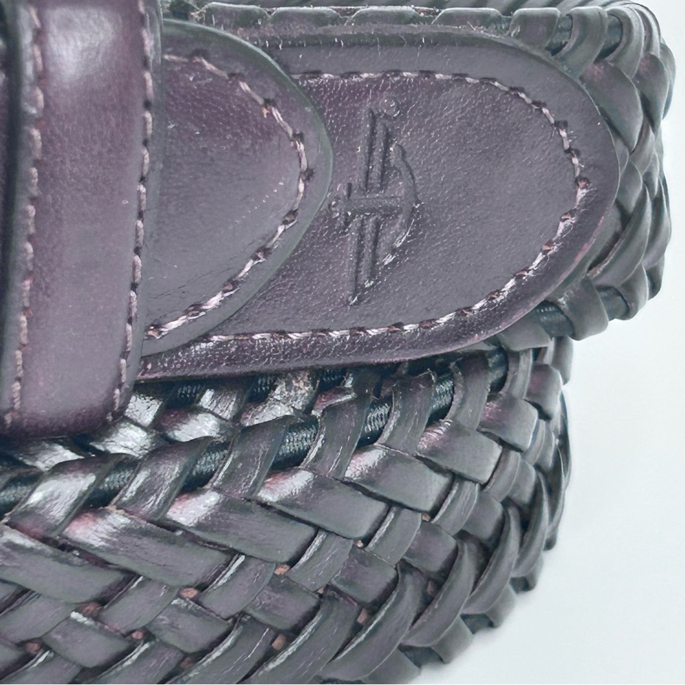 DOCKERS Men’s Braided Genuine Leather Belt Dark Brown Silver Buckle Size 40/100 - Picture 3 of 12